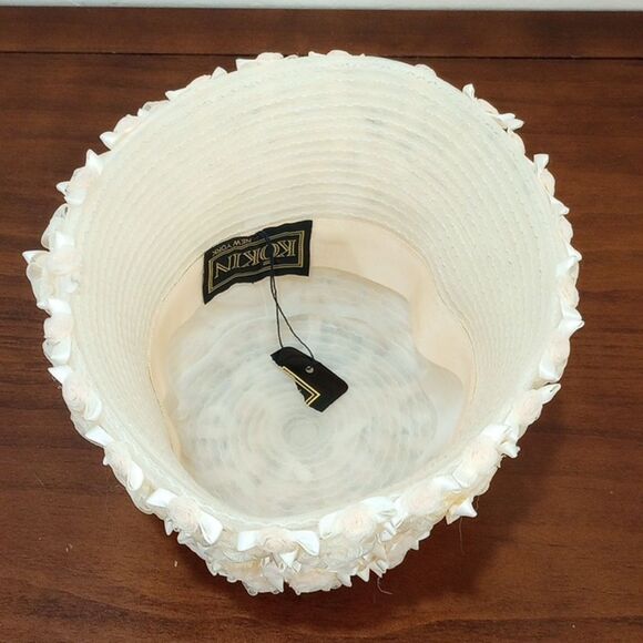Kokin New York Pale Peach Rose Ribbon & Bow Bucket Kentucky Derby Hat - Vintage! main image 7